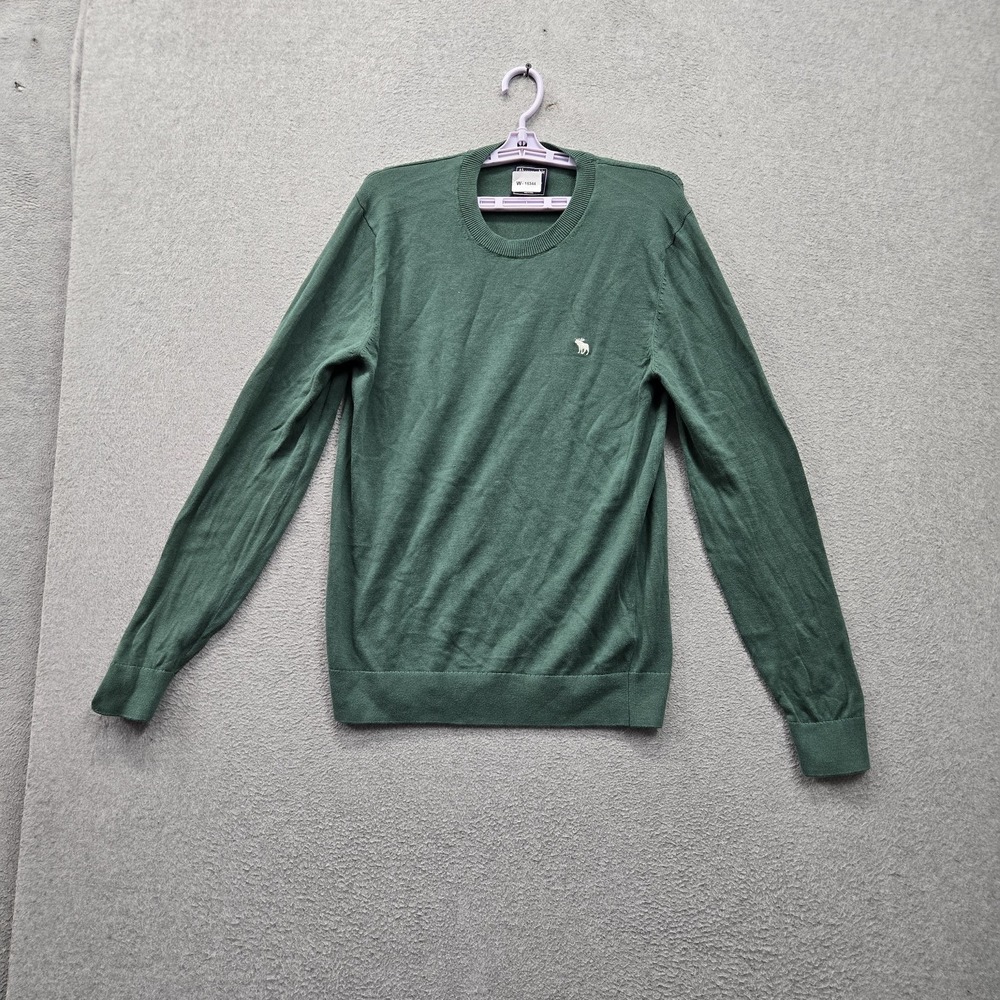 Abercrombie & Fitch Men Sweater M Green Embroidered Logo Moose Y2K Preppy